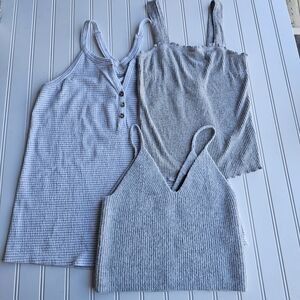 Bke, French Connection, American Eagle, Gray Ribbed Tank Top Set Womens XS